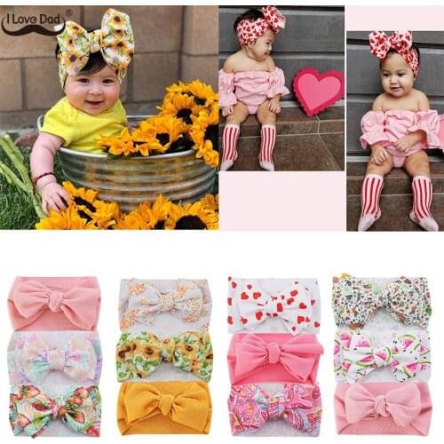 3 Pcs/Set Baby Girl Headbands Flower Bows Elastic Soft Baby Headband Girls Hair Bands Baby Hair Accessories for Dropshipping