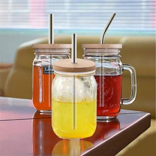 4Pc Bamboo Lids Reusable Mason Jar Canning Caps with Straw Hole Non Leakage Silicone Sealing Wooden Covers Drinking Jar Supplies