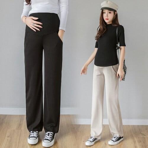 823# Maternity Pants Spring Autumn Casual Pants Loose wide-legged Comfy Belly Support Pants Elastic Waist Maternity Trousers