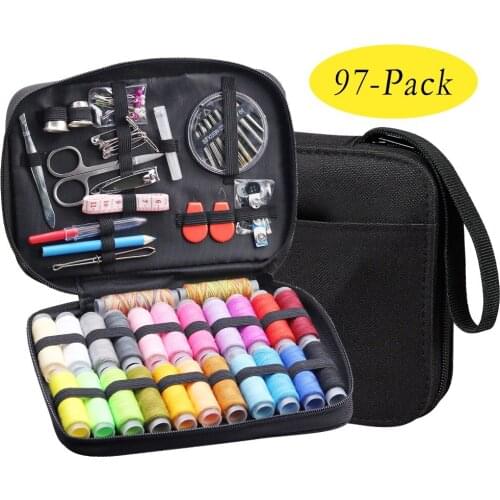 97Pcs/Set Portable Travel Sewing Box Sewing Tools Quilting Thread Stitching Embroidery Craft Sewing Kits Home Organizer