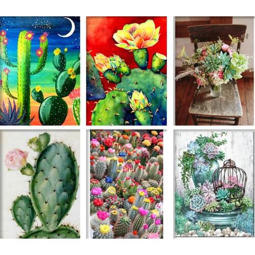 5D DIY Full Square/round Diamond Painting Cactus Diamond Embroidery Cross Stitch Cactus Text Rhinestone Mosaic Home Decoration