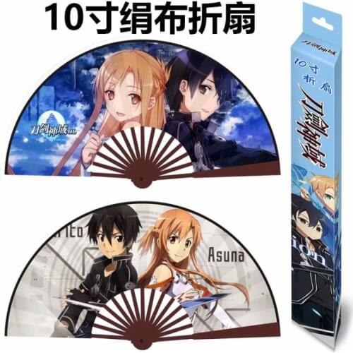 Anime sword art online SAO folding fan toy Bamboo Silk Cloth Hardcover Folding Hand Fan toy gift 10"/33cm
