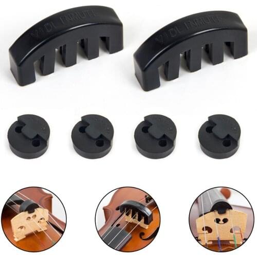 Violin mute rubber silencer 2*Prong+4*Round 4/4 Violin Muffler Viola Mute Practice Parts Black Lightweight