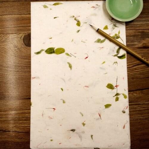 Yun Long Tea Flower Xuan Paper Papel Arroz Chinese Calligraphy Brush Writing Sumi Paper Handicraft Supplies Semi-Raw Xuan Paper