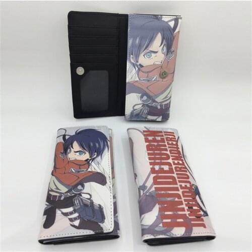 Colorful Anime Attack on Titan Long Style PU Wallet Button Purse Card Holder