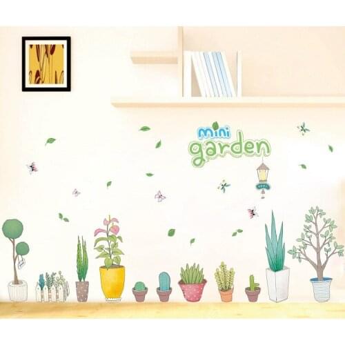 Home Tropical Rainforest Green Leaves plant Wall Sticker Decor Living Room Restaurant Seaside Plant Swallow Art Wall Mural Decal