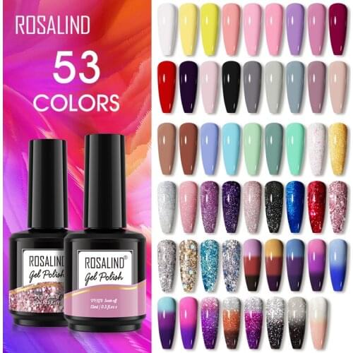 ROSALIND 15ML Pure Colors Nail Polish Semi Permanent Hybrid Varnishes Nail Supplies For Professionals Soak Off Gel Nail Base Top
