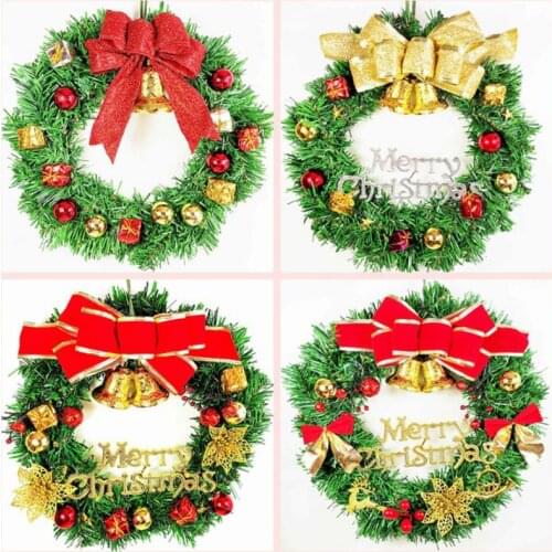 Garland Merry Christmas Ornament Christmas Wreath Decorative Wreath 30CM Bow Christmas Decoration For Home