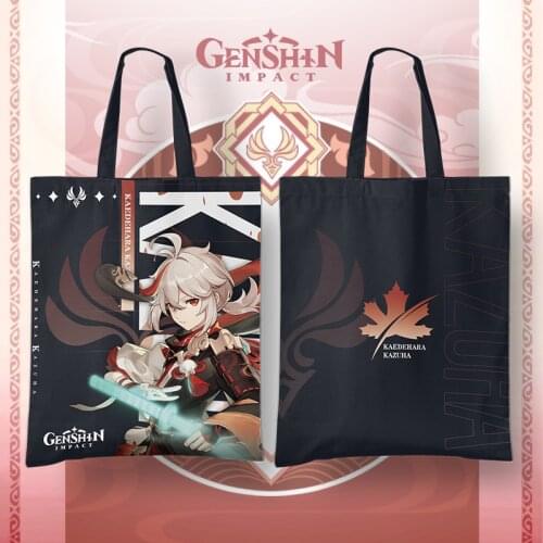 Genshin Impact shopping bag All color printed canvas cotton shopper jute bag Kaedehara Kazuha handbag bag