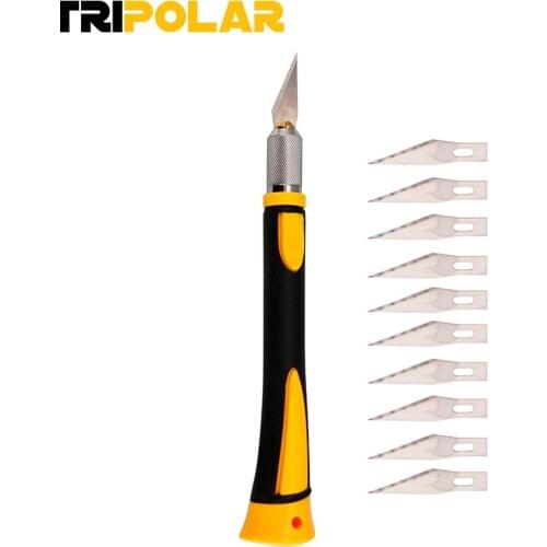 Deluxe Grip Blade Handle with 11 pcs SK5 Blades Wood Carving Tools Fruit Food Craft Sculpture Engraving Knife hand tools