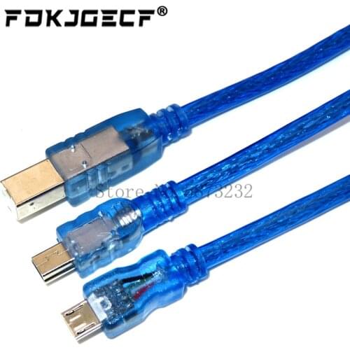 30cm USB Cable for Uno r3/Nano/MEGA 2560/Leonardo/Pro micro/DUE Blue High Quality A type USB/Mini USB/Micro USB 0.3m for Arduino