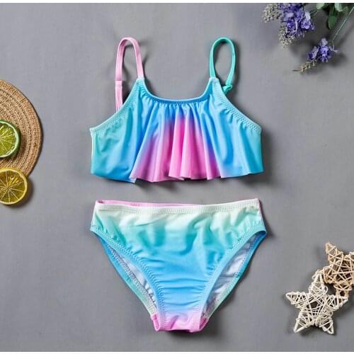 Girls' Crisscross Back Bikini Sets 2021 Childrens Swimwear Two Piece Swimsuit For Girls Summer Bikini Sets Kids Swimsuit L3