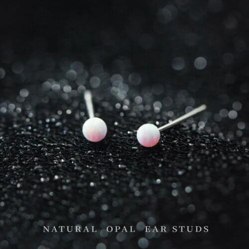 Small 3MM REAL. 925 Sterling Silver Ear Natural Opal Stone Stud Ear-bone Earrings C-G1811