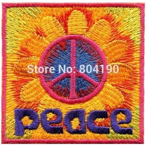 Peace sign hippie boho retro flower love hippy motorcycle MC biker emo punk rockabilly applique iron on patch Wholesale