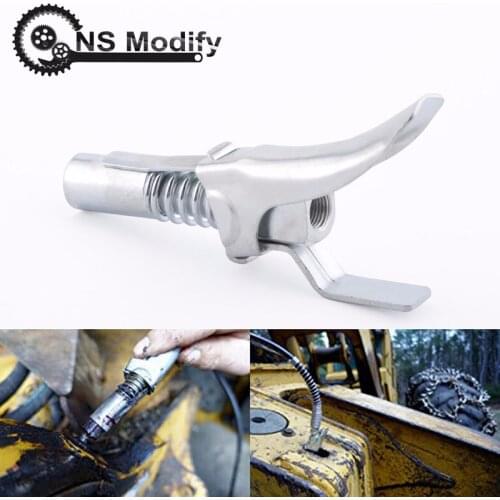 NS Modify Silver 10000PSI 1/8" NPT Quick Release Grease Gun Coupler Onto Zerk Fittings Self-Locking Two Press Easy To Push