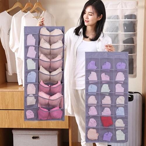 35 Mesh Pockets Dual-Sided Hanging Closet Mesh Pockets Organizer for Underwear Stockings Bras Socks Oxford Storage bag