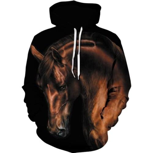 Autumn/Winter Fashion Mens Animal hoodies 3D printed brown Horse Sweatshirts Hoodie Harajuku Streetwear Casual Tracksuits Coats