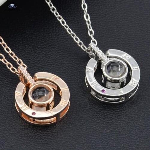 1pc 101 Languages of I LOVE YOU Pendant Necklace Nano Micro-engraving Tech. Light Projection Colar Wedding Memory Necklace Gift