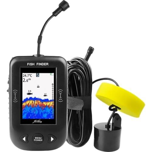 Upgraded Xf02-C Portable Fish Finder 9M Cable Echo Sounder Alarm 0.6-100M Depth Fishfinder Transducer Sensor Sonar Colorful Sc