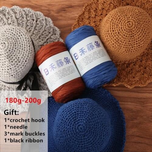 Raffia Rattan Ribbon Thread Crochet Yarn For DIY Knitting Summer Straw Hat Handbags Material Hand Knitting Yarn