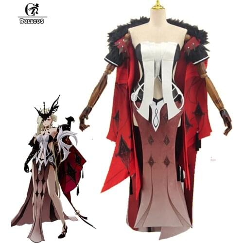 ROLECOS Genshin Impact La Signora Cosplay Costume Executive Queen La Signora Halloween Women Cosplay Costume Dress Cloak Set