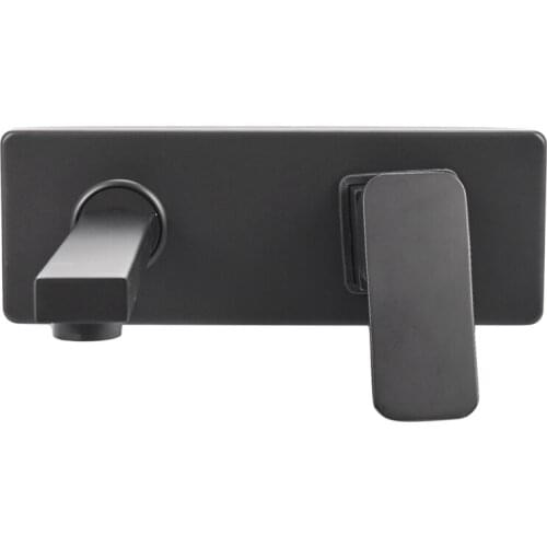 Luxury Black Bathroom Faucet In Wall Basin Faucet Basin Sink Tap Wall Mounted Copper Mixer Tap Bathtub Washstand Faucet With Emb