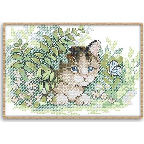 Animal Series Cat and Butterfly DIY Embroidery Needlework Cross Stich Kit For Home Decoration Painting D817-2