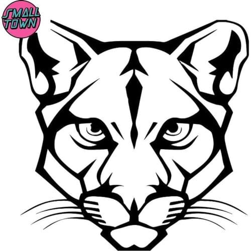 Small Town 14.7cm*14.6cm Animal Wild Cat Fashion Motorcycle Car Sticker Vinyl Black/Silver S3-5780