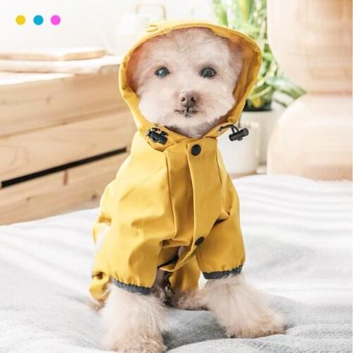 Pet Dog Raincoat Hooded Clothes Reflective Waterproof Jumpsiut Jacket Fashion Outdoor Breathable Clothes for Small Medium Dogs