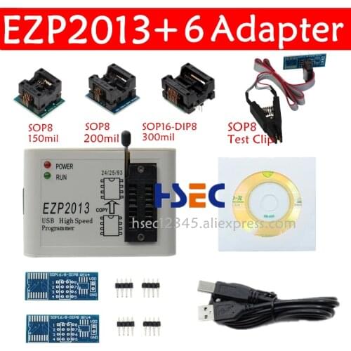 New EZP2013 high-speed USB Programmer+SOP8150mil 200mil Adapter+SOIC8 test Clip Have CH341A EZP2010 EZP2019 EZP2011 bios eeprom