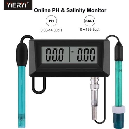 Yieryi New Online PH & Salinity Monitor 2in1 PH Meter&Salinity Tester For Aquarium Pool Spa Seawater Horticultural Water Quality