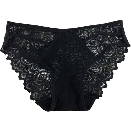 Underpants female lace low waist hot sexy transparent frivolous temptation to lift buttock triangle pants 60178