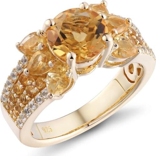 GZ ZONGFA Fashion Custom Natural Citrine Gem 14k God Plated 925 Sterling Silver Rings Jewelry Women