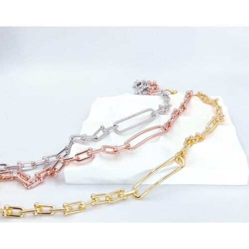 Brand U-Shaped Necklace Womens 925 Sterling Silver Luxury Jewelry High-End Quality Couple Gift 3 Colors