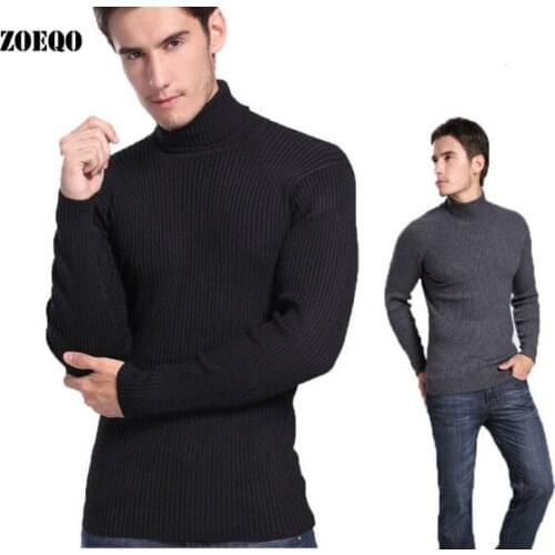 ZOEQO High Quality turtleneck Sweater Men Pullovers Brand winter warm Knitting long sleeve thick Knitwear Sweaters Plus size