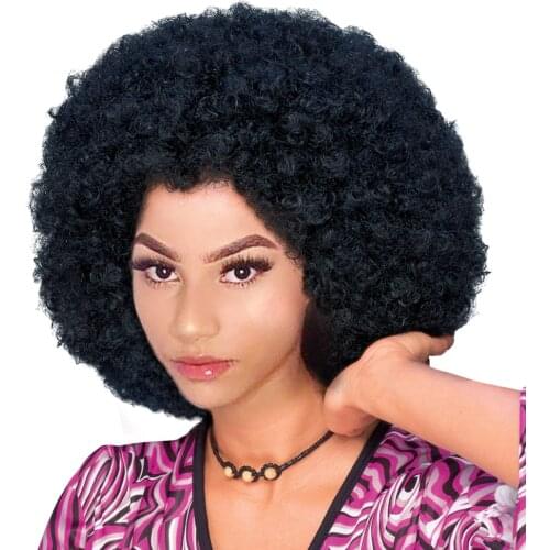 1970s Afro Wig Big Curly Hair Synthetic Retro Cosplay Wigs For Women And Men Black Hair Fluffy Wigs For Women