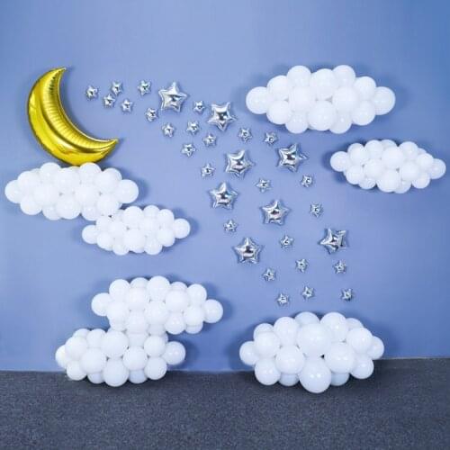 199pcs/lots White Cloud Balloons 1st Birthday Party Decoration Mini Star Foil Balloon Wedding Party Background Decoration Globos