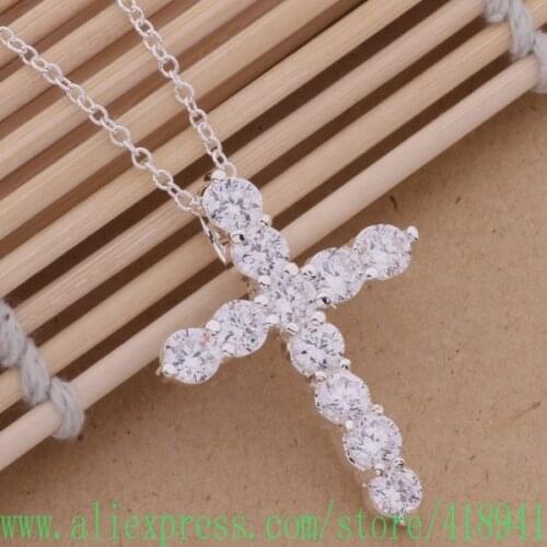 2016 New Arrival Wholesale Silver Plated Necklace 925-Sterling-Silver Jewelry Pendant Cross Fashion for Gift