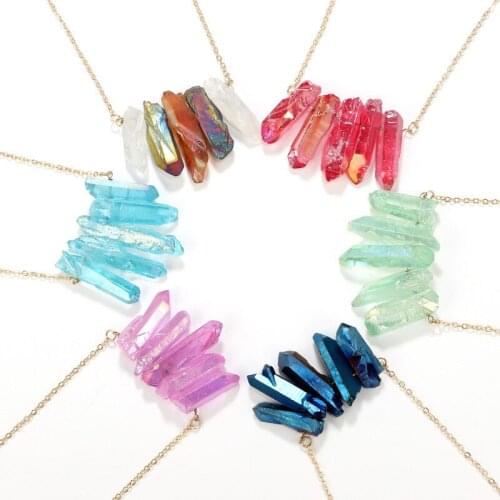 2018 New Pattern Colorful Imitate Crystal Necklace Woman Pendant Accessories Colorful Joker Necklace Ornaments