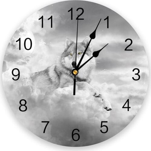 Wolf In The Cloud Moon 3D Wall Clock Modern Design Brief Living Room Decoration Kitchen Clock Art Wall Watch Home Decor
