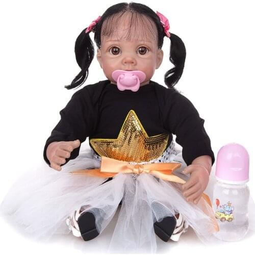 55cm Bonecas Reborn baby Olhos Castanhos Cosplay Vestido Presentes Para Crianças