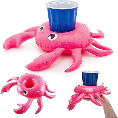 8pcs Party Inflatable Crab Floating Cup Holder Pool Drink Holders Swim Ring Water Toys Party Beverage Boats Holder Baby Pool Toy