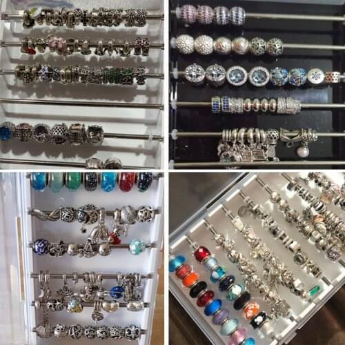 Acrylic Pandora Charm Beads Bracelet Jewelry Display Storage Box Troll Beads Ring Holder Show Case Organizer with Cover Package