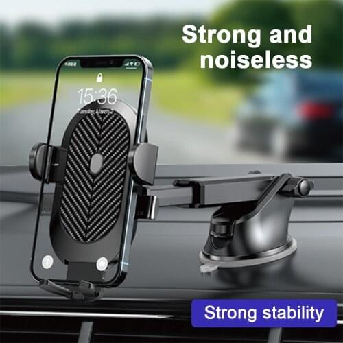 FLOVEME Carbon Fiber Sucker Car Phone Holder Mount Stand GPS Telefon Mobile Cell Support For iPhone 12 11 Pro Xiaomi Samsung