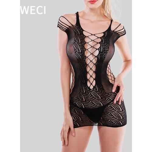 WECI Fishnets Bodysuit Mesh Sexiest Lingerie Sexy Bodies For Women Of Wear Negligee Erotics Clothing Ladies Lace Underwear Xxxl