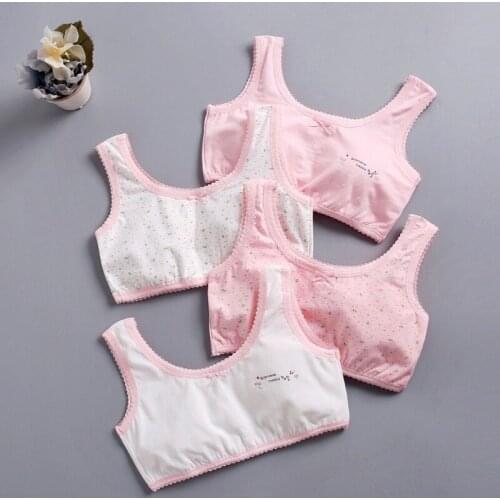 4Pc/lot Girls Bra Underwear Lingerie Kids Teens Teenage Young Adolescente Student Cotton Vest Double Deck