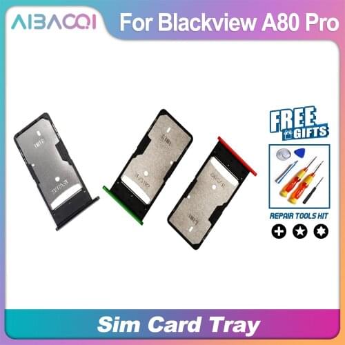 AiBaoQi New Original Sim Card Holder Sim Card Slot Tray Holder For Blackview A80 Pro Smart Phone