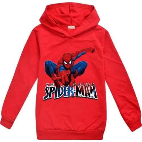 Disney 2-15Y Children hoodies Spiderman Print cartoon Kids hoodie Streetwear hoodie sweatshirt Boys girls childrens clothes