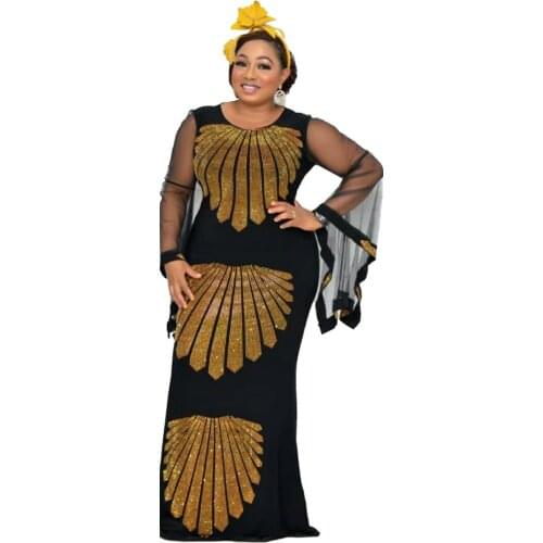 Long African Dresses For Women Robe Africa Clothes African Design Bazin Mesh Bodycon Glitter Dashiki Maxi Dress Africa Clothing