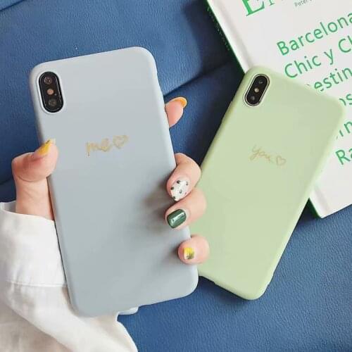 For iPhone 6s 7 8 Plus X XR XS MAX iPhone 11 Pro Max 12 mini case thin soft heart-shaped pattern Couple silicone protective case